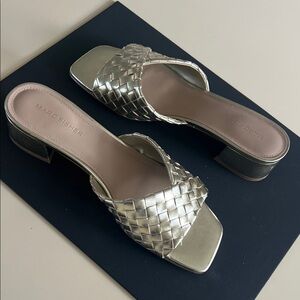 Marc Fisher Metallic Woven Mules
